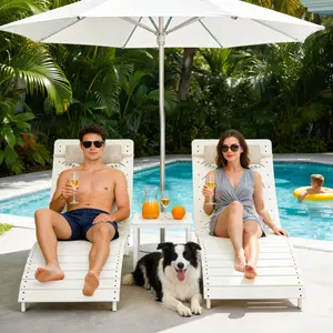 【Mother's Day Gifts】HDPE Pool Lounge Chairs Set of 2/4/6  , Ergonomic Pool Chaise Loungers Adjustable Headrest & Carry Handle, 20,000H UV Resistant Outdoor Recliners for Sun Shelf, Tropical Palm Design