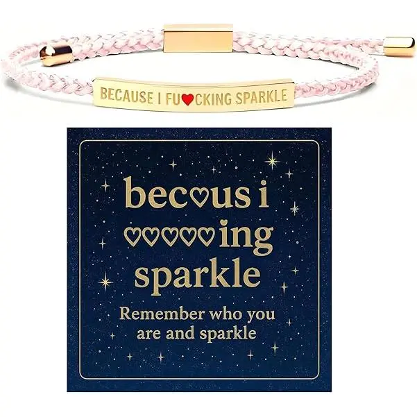 ChicBijoux S-Shining Female Bracelets & Bangles - Adjustable Band, Inspirational Quote Jewelry with Quote Charm, Gift Ideas for Women