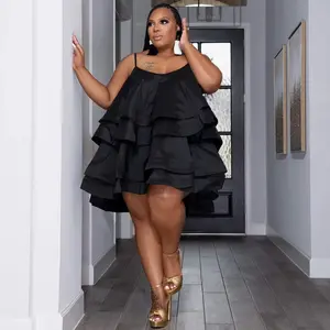 Cascanding Ruffles Cake Babydoll Spaghetti Strap Plus