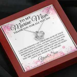 To My Marine Mom Thank You For All You Do Necklace, Proud Marine Mom Necklace, Military Mom Gift, Marine Corps Mom Love Knot, Gift To My Mom