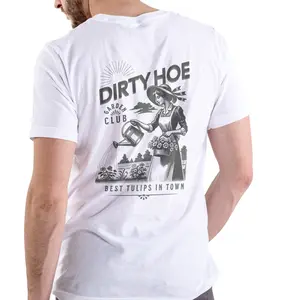Unisex Natural Soft Short-Sleeve T-Shirt, Casual Round Neck Streetwear Sports Top with "Dirty Hoe Garden Club" Graphic, Breathable Fabric for Outdoor Use, Shortsleeve, Tshirt
