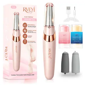 Rechargeable Electric Foot Callus Remover, Pedicure Tool with 2 Bottles of Moisturizing Cream, Perfect Combo for Dead Skin Removal and Skin Care