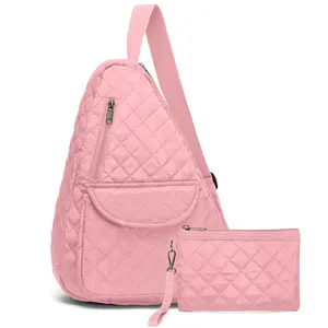 2PCS Quilted Nylon Sling Bag Set for Men and Women – Large Capacity Crossbody & Shoulder Bags for Travel, Hiking, and Work