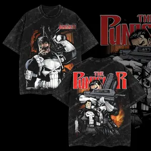 BoldThreads The Punisher Frank Castle Edition Double Printed Oversize Lightweight Acid Washed Tee Comic Graphic Design Top 100% Cotton 250gsm Streetwear Superhero Movie T-Shirt Clothes Hoodies Menswear