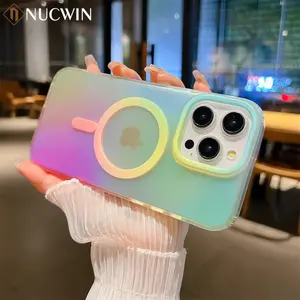 Aurora Gradient Matte Magnetic Case For iPhone  17 16 15 14 Pro Max 16 Plus 13 Laser Colorful Rainbow for Magsafe Shockproof Cover