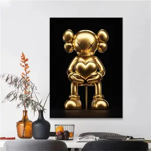 Hypebeast Golden Poster,Printable Gold KAWS,Graffiti Poster, No Frame