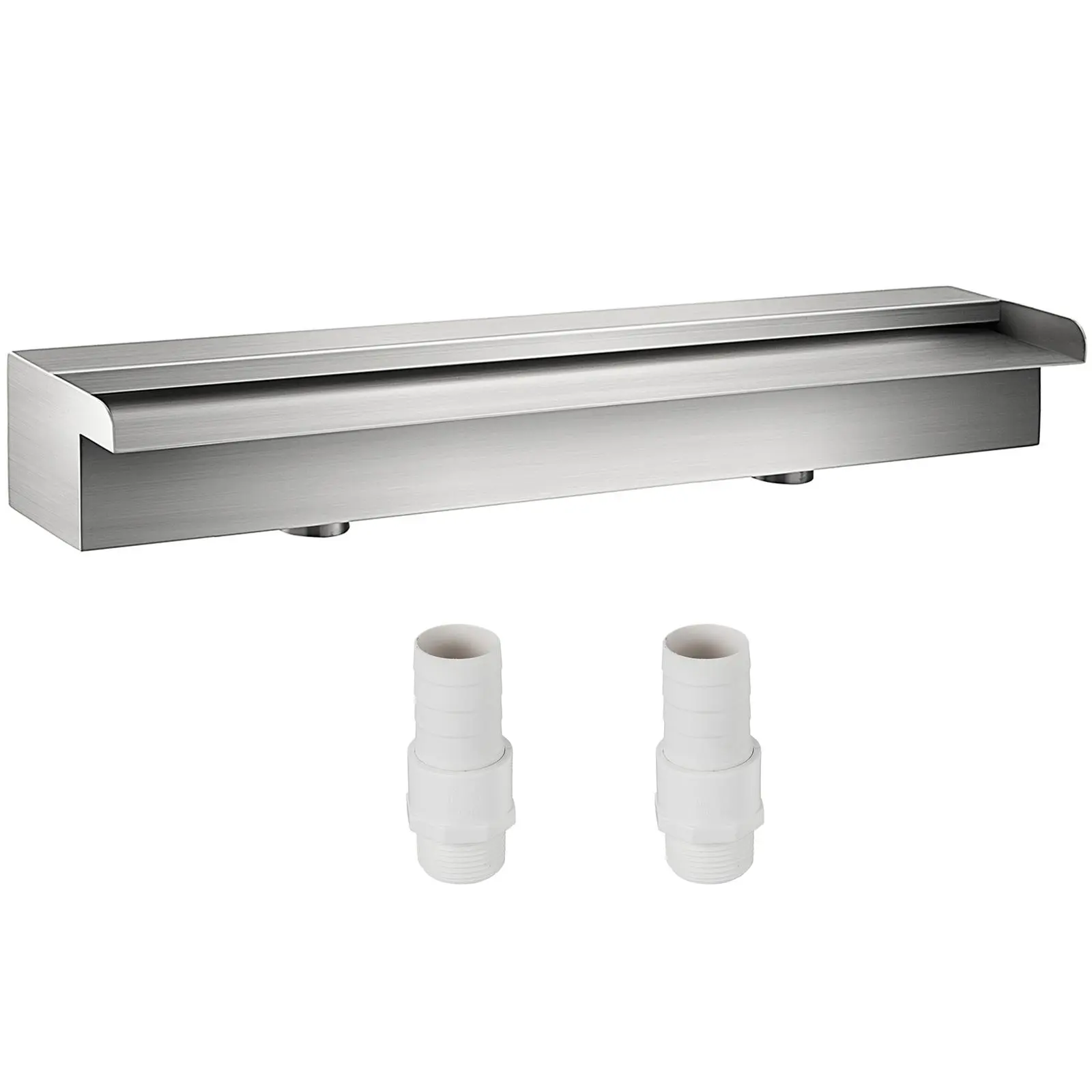 【SummerFinds】VEVOR Pool Fountain Stainless Steel Pool Waterfall 23.6\" x 4.5\" x 3.1\"(W x D x H) Waterfall Spillway with Pipe Connector Rectangular Garden Outdoor,  Silver