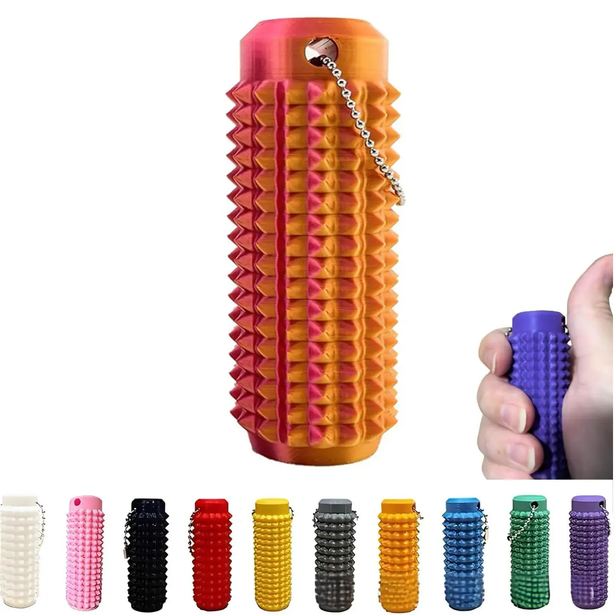 Little Ouchies Grippie Portable Vibrant Colors Stim Tool with Firm Plastic Spikes for Anxiety & Stress Relief Clip to Keys for On-the-Go Comfort Pain Stimulation lmpulse Management