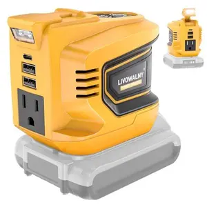 200W Portable Power Inverter for DeWalt 20V Battery, 110V AC Outlet Converter with USB-C PD & Dual USB Ports, Compact Battery Generator Adapter for Camping, Emergency & Jobsite (Battery Not Included)