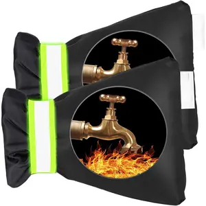 2Pack Outdoor Faucet Covers for Winter,8.3" H x 6.7" W Hose Bib Covers for Winter Freeze Protection, Outside Spigot Cover Insulated  Water Pipe Protector (Black-2Pack)