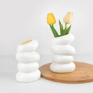 Plastic Spiral Vase Nordic Flower Arrangement Container For Home Garden Decoration Dining Table Bedroom Ornaments Wedding Party