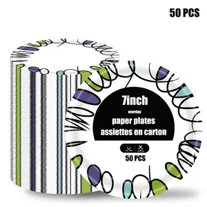 50PACK/100PACK Disposable Paper Plates (350g) - Disposable Dinner Plates Heavy-Duty Paper Plates with Ruffled Curves. Suitable for daily household use, birthdays, holidays, outdoor activities and other occasions.