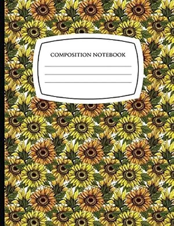 Composition Notebook: Yellow Sunflower Cute Wide Ruled Lined Composition Notebook Floral Gift for Kids, Boys and Girls | 100 pages | 7.44 x 9.69