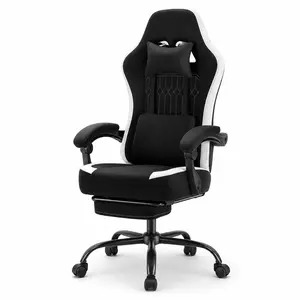 Silla Gaming Ergonómica con Soporte Lumbar, Altura Ajustable, Reposabrazos y Reposacabezas, Ruedas 360°, para Oficina y Juegos, Capacidad hasta 300 lbs, Elevación de Gas 3 Etapas