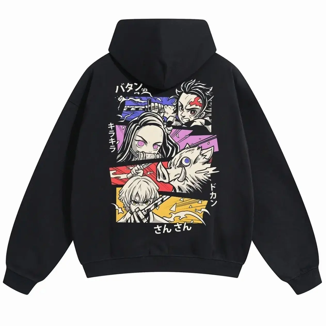 Demon Slayer Menswear Cotton Graphic Hoodies, Unisex 80s-90s Streetwear Long-Sleeve Tops, Fall-Freshness Sweatshirts, Funny Anime Gifts for Men 4BM