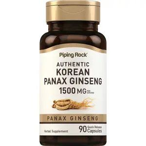Piping Rock Korean Ginseng Capsules | 1500mg | 90 Count | Panax Ginseng Root Extract | Herbal Supplement | Non-GMO, Gluten Free