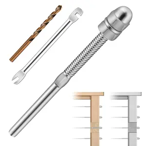 30 Pack T316 Stainless Steel  Railing Kit Hand Swage Threaded Stud Tensioner End Fitting Terminal for 1/8"  for 2x2 /Metal  Deck Stair  Railing Hardware Tensioner