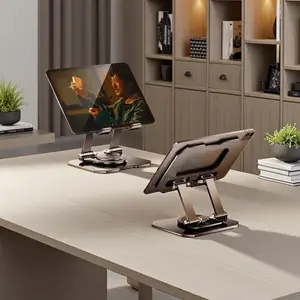 All-Metal Rotating Tablet Stand, Desktop Multi-Functional Lifting & Foldable Design, Universal iPad & Mobile Phone Holder