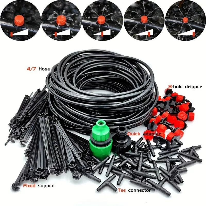 DIY Micro-Spray Irrigation Kit, Automatic Garden Irrigation System, Adjustable Drip Irrigators, Universal Threaded Connectors, No Power Needed