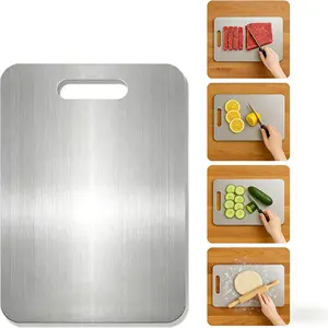 Stainless Steel Kitchen Cutting Board, Fruit Cutting Board, Dishwasher-Safe Kitchen Cutting Board, Food-Grade 304 Stainless Steel Cutting Board Set, Suitable for Meat, Fruit, and Vegetables