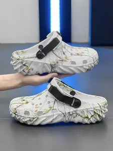 Men's Camo Print Slides, Breathable Lightweight Clogs, Casual Comfortable Breathable Non-slip Slippers for Indoor & Outdoor Wear, Lightweight Breathable Slides for Daily Wear, Boy