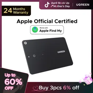 UGREEN FineTrack Slim Smart Finder Compatible with Apple Find My (iOS Only), Wallet Finder, IP68 Waterproof Rechargeable Bluetooth Tracker Card-Button Device Magnetic,tiktokshopstockup,mothersdaygift