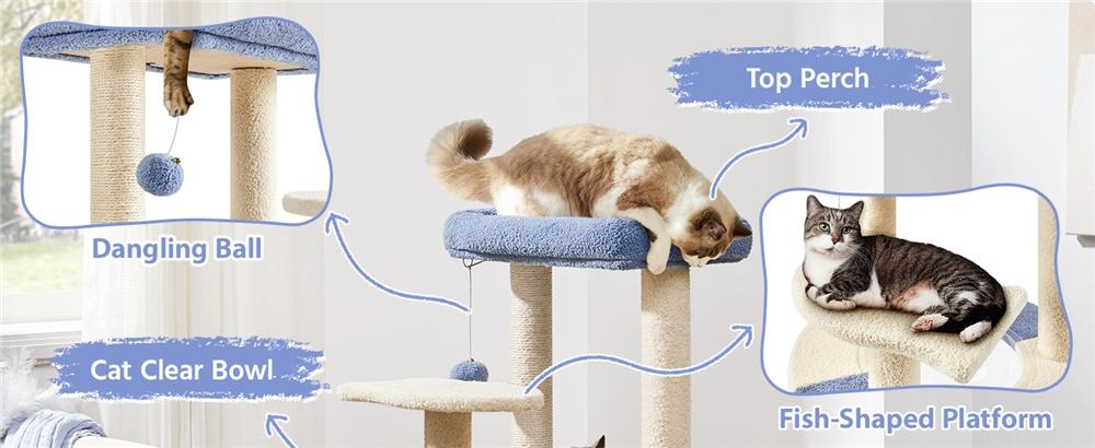 Yaheetech 35.5″ Cat Tree Cat Tower with Space Capsule, Top Perch, Scratching Posts Cat Furniture with Natural Sisal