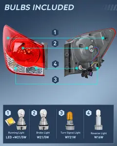 Nilight Taillight Assembly Compatible with 2011 2012 2013 2014 2015  Chevy Cruze 2016 Limited Outer Tail Light OE Style Rear Lamp Replacement Driver and Passenger Side