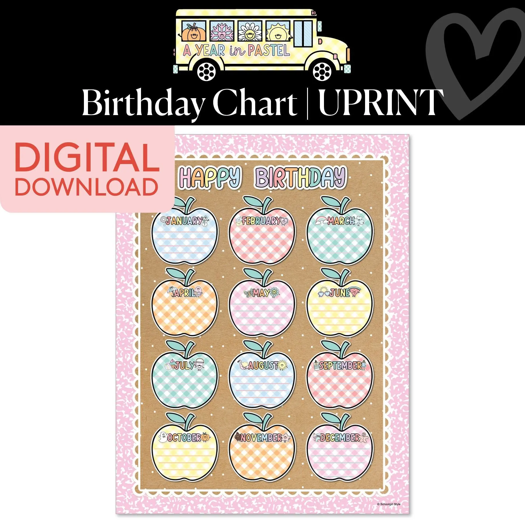 Printable Birthday Chart | A Year In Pastel