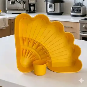 yellow kitchen dish drainer