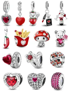 Cute Heart & Bear & Fries & Mushroom Design Charms, Beads Charms Accessories, Fashionable Jewelry for Women & Girls, Trendy All-match & Exquisite Jewelry for Birthday Gift