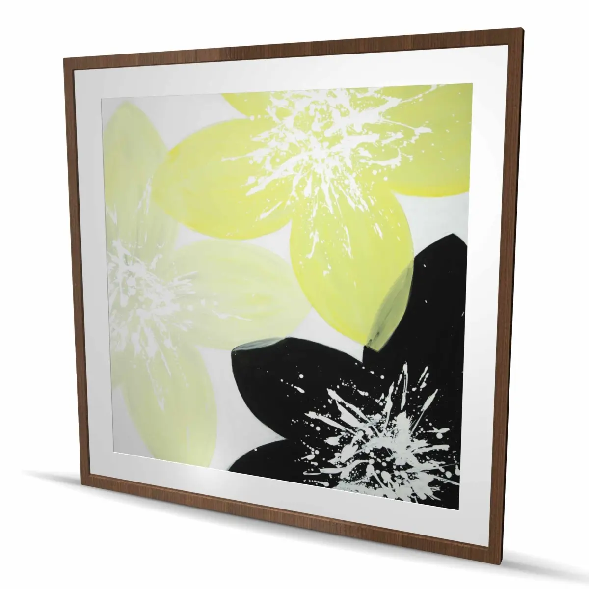 Begin Home Decor C1FM4848Z0F9G0 48 x 48 in. Yellow Flowers with White Center Wall Art - Framed Botanical Print