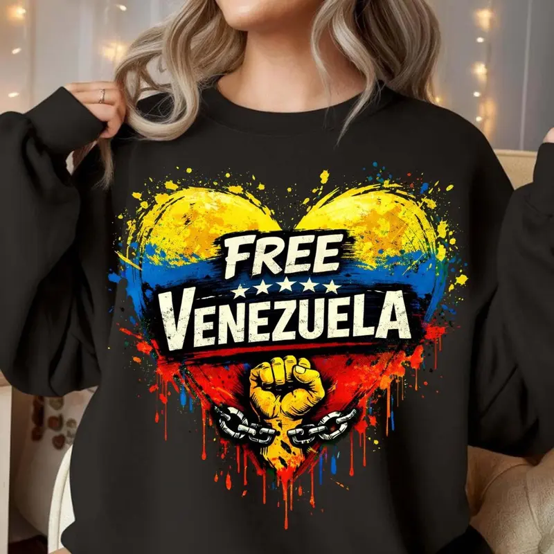Minimalistisch sweatshirt met vlag en hart van Venezuela, Venezolaanse trots - België