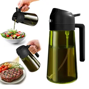 （2 pieces）2-in-1 Oil Dispenser Bottle Spray and Pour 16oz/470ml Olive Oil Sprayer for Cooking Air Fryer Salad Frying BBQ Flexible Precise Control Kitchen Utensils