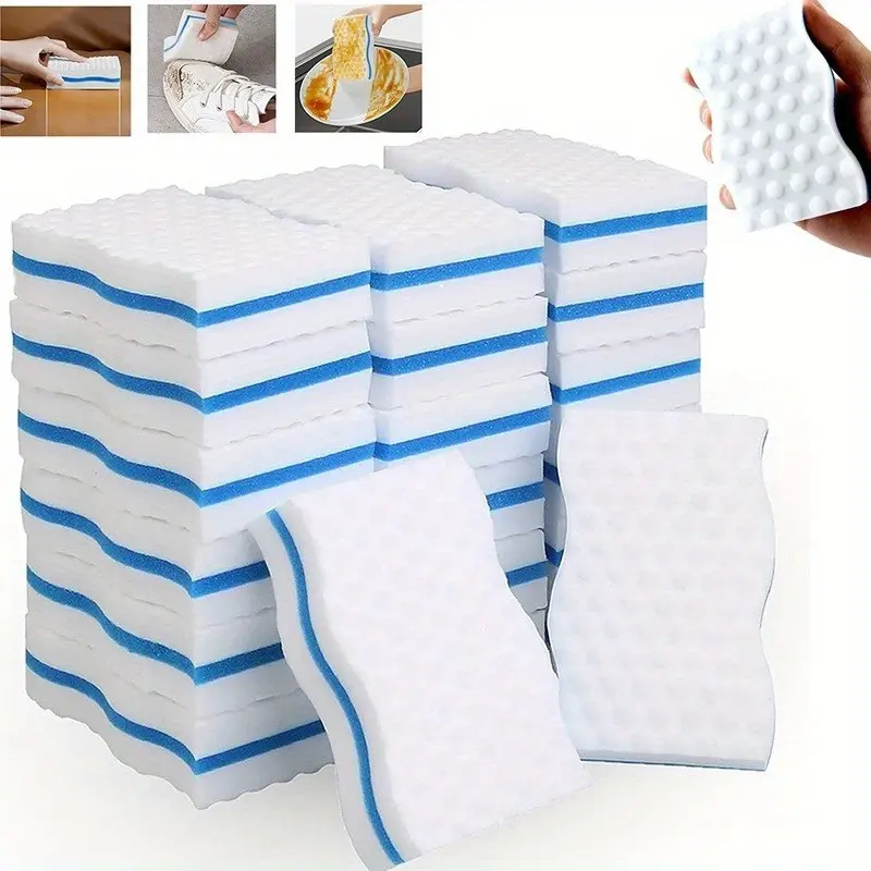 10/16/32pcs Magic Cleaning Sponges Melamine Sponge, Bathroom, Floor, Wall And Window Cleaning - Durable Multifunctional Sponge Material