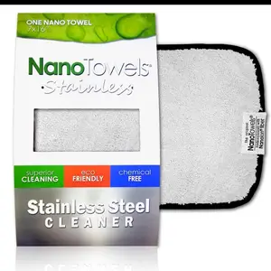 Nano Towels Stainless Steel Cleaner Chemical Free Stainless Steel Cleaning Reusable Wipe, Kid Pet Safe 7x16 (1 pc) Anti-grease Microfiber Glass Smooth