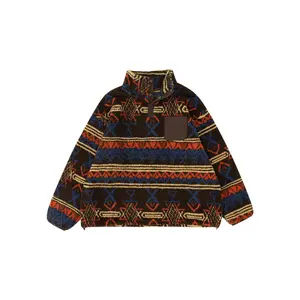 Vintage Ethnic Style Lamb Wool Jacket with Jacquard Geometric Pattern Men's Unisex Thick Warm Knit Jacket Suitable for Autumn and Winter  tame impala concert outfit