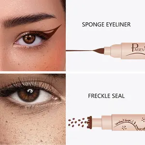 PAGE VINE 2 in 1 Natural Freckle Stamp & Eyeliner, Long Lasting Quick Dry Formula, Sweat Resistance, 3D Designed Tip Give You Natural Look, Easy to Use, Convenience