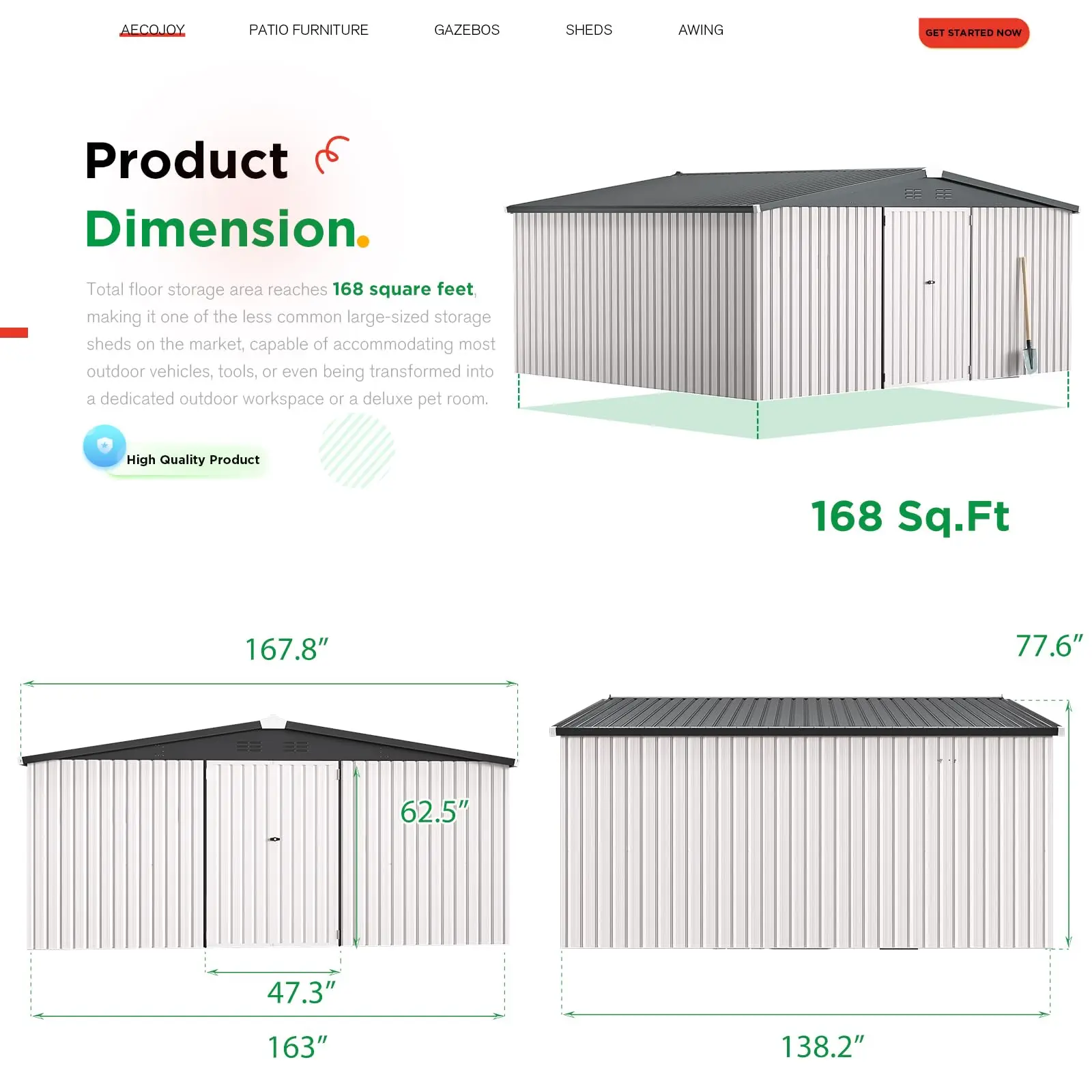 12' x 14' White - Lockable door