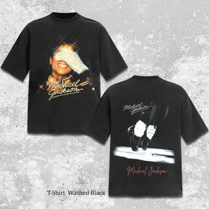 Michael Jackson Vintage Washed T-Shirt Acid Washed - King of Pop Graphic Tee - Retro 90s Bootleg Rap Tee Style - Moonwalk MJ Concert Merch - Heavyweight Oversized Unisex Top