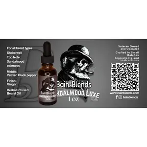 1 oz. Beard Oil Sandalwood Luxe (Sandalwood, Oakmoss, Vetiver, Black Pepper, and Ginger) Hair Care Aloe
