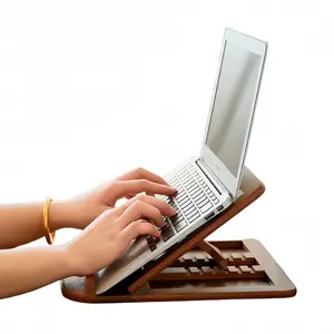 Handmade Wooden Laptop Stand, Foldable & Adjustable Ergonomic Design, Ideal for Notebooks, Books, Phones & Tablets, Fits 10-15.6 Inches