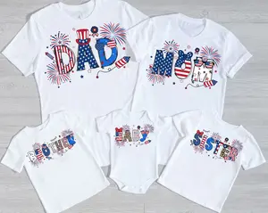 Dad Mom Mini 4th of July Tshirts, American Mom and Daughter Son Matching Tees, Dad and Baby Matching Shirts, Retro Fourth of July Patriotic Shirt Womenswear Clothing