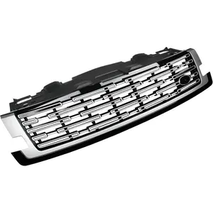 Front Grill Fit for Land Rover-Range Rover 2023-2024 Front Bumper Upper Center Grille Glossy Black with Silver