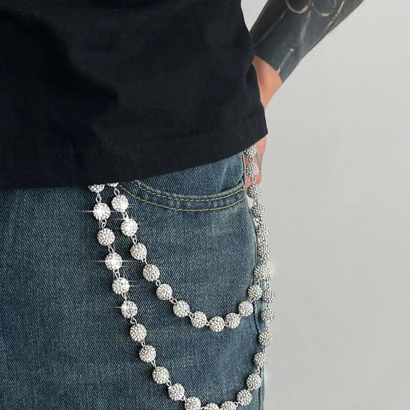 Stylish Multi-Layer Rhinestone Chain Waist Chain for Men, Unique Body Chain Accessory, Ideal for Pant Decoration, Chic Body Jewelry, Fashion Body Jewelry