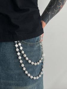 stylish multi-layer rhinestone chain waist chain for men, unique body chain accessory, ideal for pant decoration