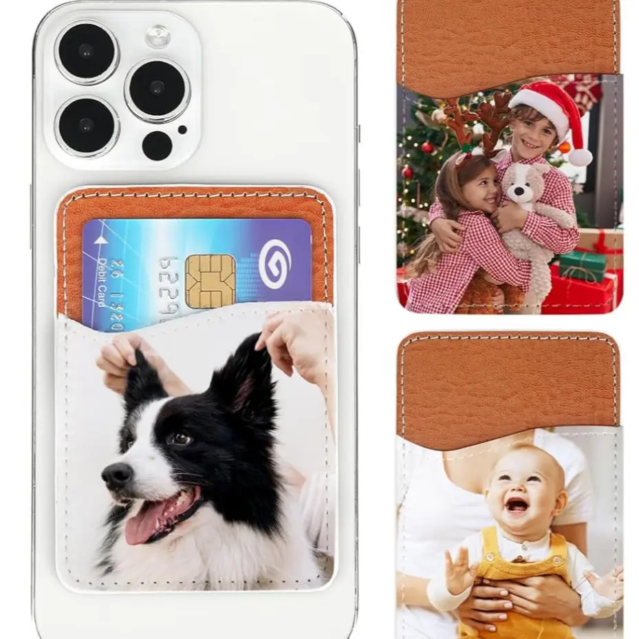 1 Custom Phone Wallet, PU Leather Phone Card Holder, Stick On Credit Card Holder for Most Cell Phones