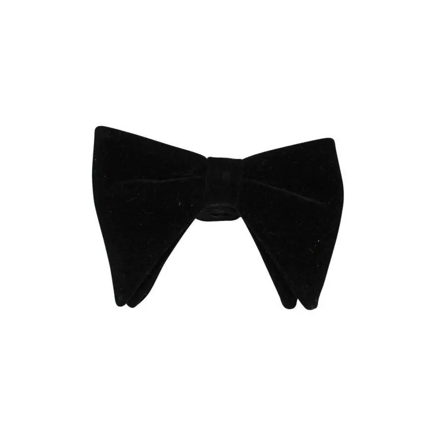 Black Velvet Oversize Mens Solid Bow Tie Pre-tied Adjustable Size Strap
