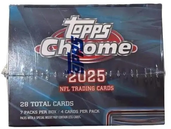 2025 Topps chrome NFL blaster box - 28 cards total - look for red white and  blue refractors & rare inserts - TikTok Shop