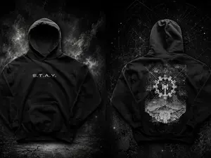 Vintage Interstellar Space Double-Sided Hoodie, Murphy’s Law Cosmic Star Graphic Unisex